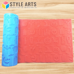 RODILLO-HALLOWEEN.png Archivo STL Rodillo texturizador Halloween - roller texture Halloween・Objeto imprimible en 3D para descargar