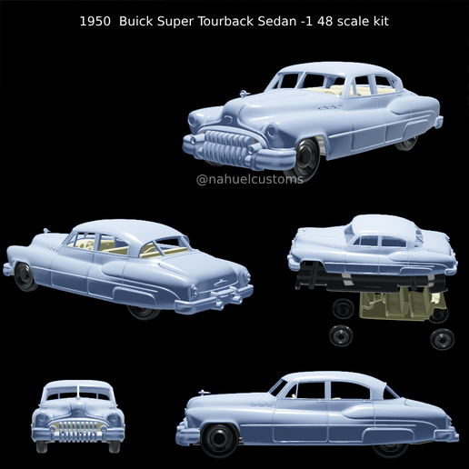 🚆 1950 Buick Super Tourback Sedan -1 48 scale kit・ STL File for