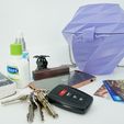 lilac-geometric-purse-full-contents-demo.jpg Geometric Purse with Built-in Cardholder