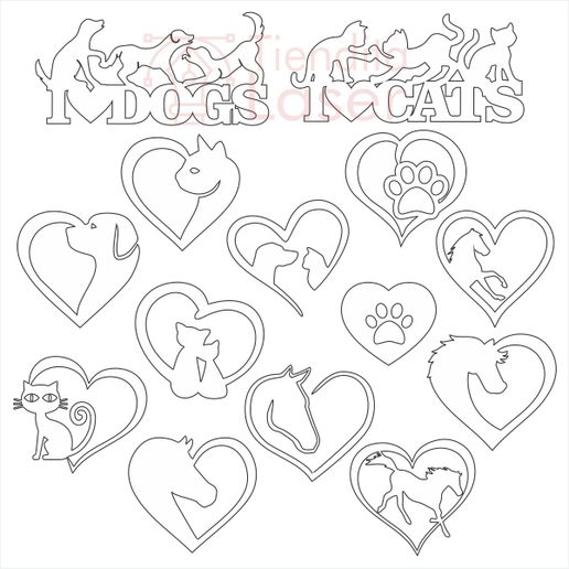 Cat-Dog-Horse-TienditaLaser-cults3d.jpg Cat Dog Horse - Vectors for laser cutting