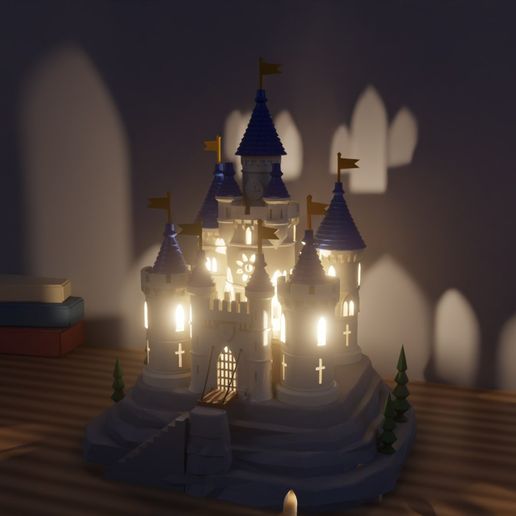 Fairy Tale Castle Night Light - Glowing Towers, Rose Window, Working Drawbridge, USB Fairy Lights