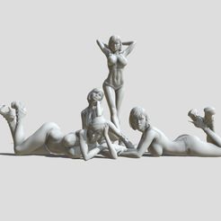 1-1.jpg Файл STL Женские миниатюры 4 варианта・Шаблон для 3D-печати для загрузки