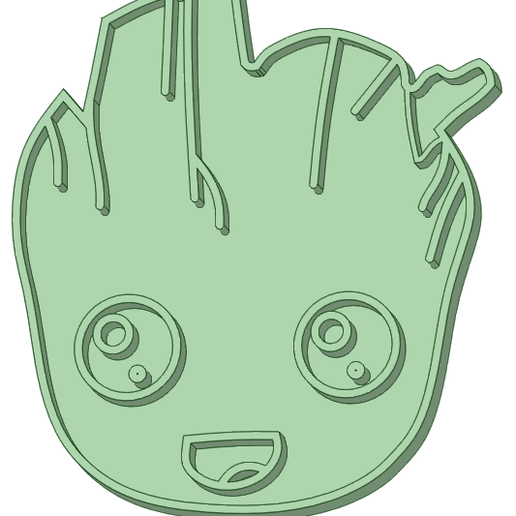 Baby Groot face cookie cutter 3D model