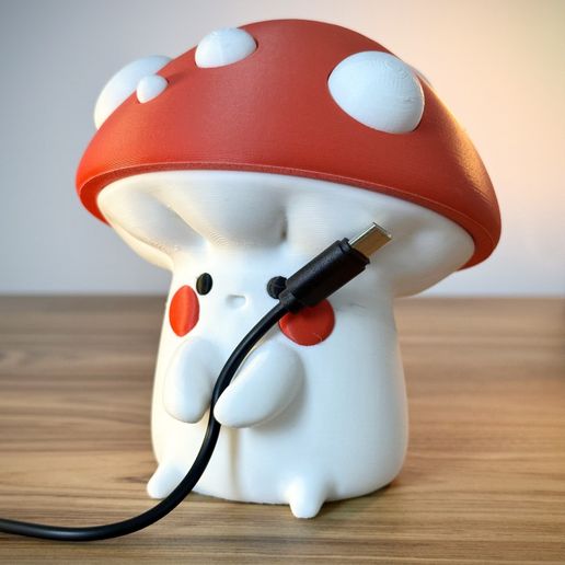 Cute Mushroom Cable Holder – Kawaii Desk Organizer – Mushroom Cable Holder STL
