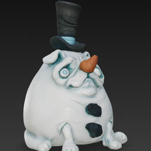 Christmas Pug Snowman Pug Figure - Snowman Pug 3D model