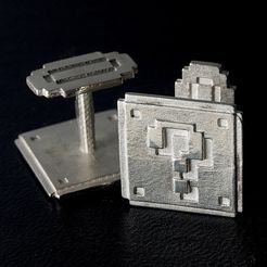 Question block cufflinks.jpg Free STL file Question block cufflinks・3D printer design to download