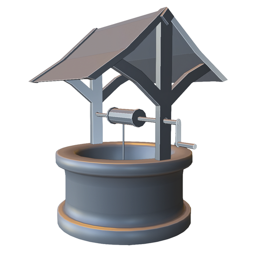 Traditional Water Well with Roof and Crank