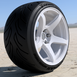 work-t5r-mono-v2ww.png STL file Work t5r monoblock rims with Advan Tires for diecast and scale models・3D printable model to download