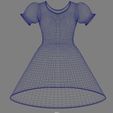 WireframeView0.jpg Cinderella Dress 3D Model Asset