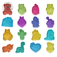 Kawaii_8cm_2pc_ALL_C.png Dino - Lovely Animals (no 8) - Cookie Cutter - Fondant - Polymer Clay