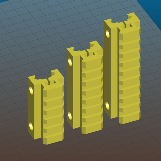 Picatinny riser for AR15, M4, M16, AK - 80mm and 100mm length, 7 and 9 slots, 20mm height 3D model