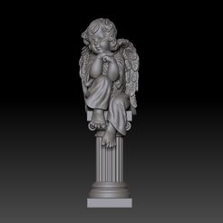 Angel-sobre-columna-griega.jpg Sitting Angel on Greek Column - Sitting Angel Garden Decor