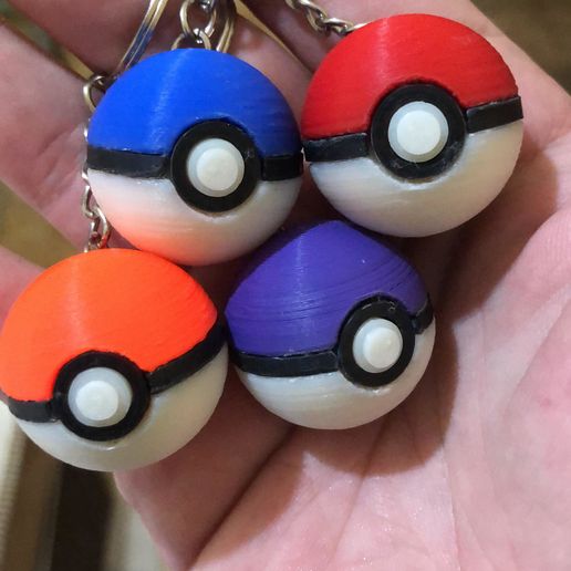 Pokeball Keychain Multicolor 3D model