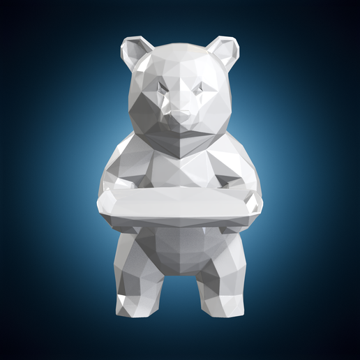 Low Poly Bear Tray Organizer 3D Print Model