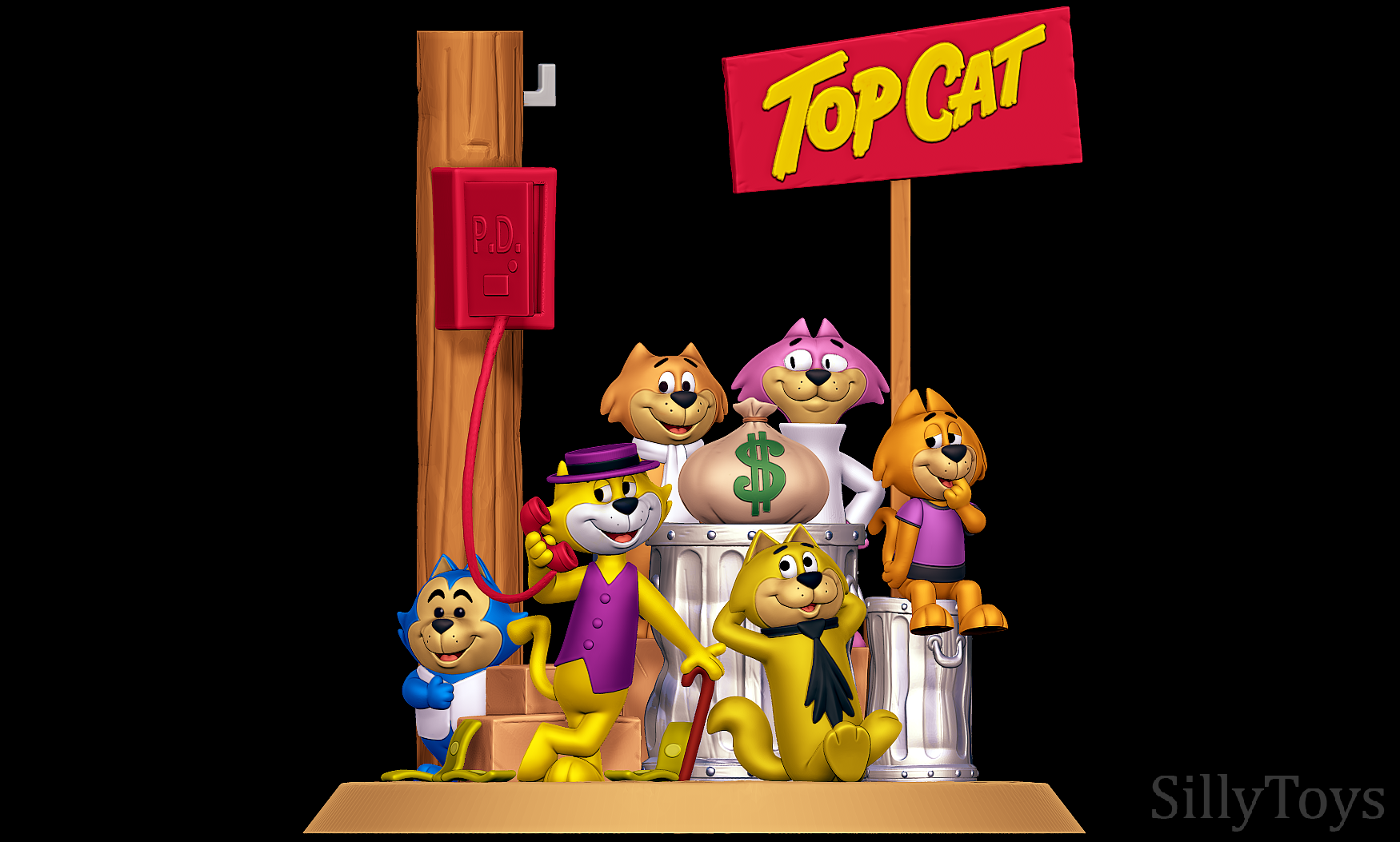 1.png 3D file Top Cat Diorama・Model to download and 3D print, SillyToys