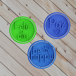 untitled.png STL file COOKIE CUTTER phrases peace, be happy, happy day・3D print design to download