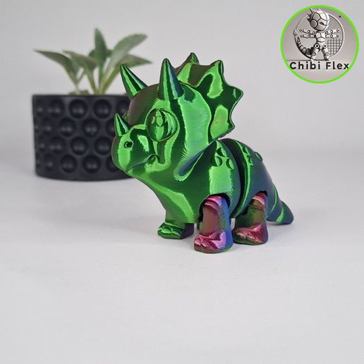 8.jpg Flexi Mini Triceratops | Print In Place | No Supports