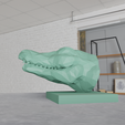 croc-mouth-closed-low-polybust-2.png Crocodile head low poly bust mouth closed STL 3d print