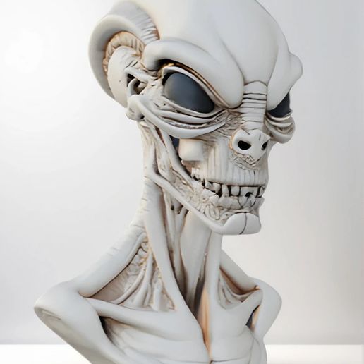 👽 Alien Creature Head Bust 3D Model - STL Printable Sci-Fi Sculpture ...