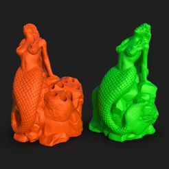 untitled.584.jpg STL file Mermaid Pen holder V4 + V5・Model to download and 3D print