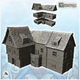 1-PREM.jpg Medieval house with balcony and mixed thatch and slate roof (23) - Medieval Gothic Feudal Old Archaic Saga 28mm 15mm