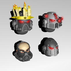 helmets.png Free STL file Space Crusaders - Heads・3D printing design to download, MaksimV13
