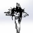 7.png Cross with Jesus Face Line Art