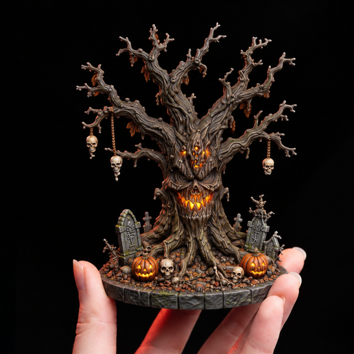 Haunted Spooky Tree Monster Halloween Graveyard Diorama Scalable 28mm 32mm 75mm Tabletop STL