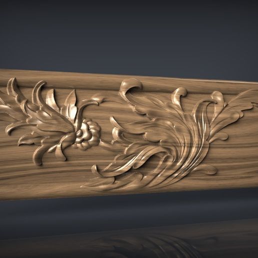 Baroque Acanthus Spray & Floral Crown Molding Profile / Architectural Frieze STL for CNC & 3D Print