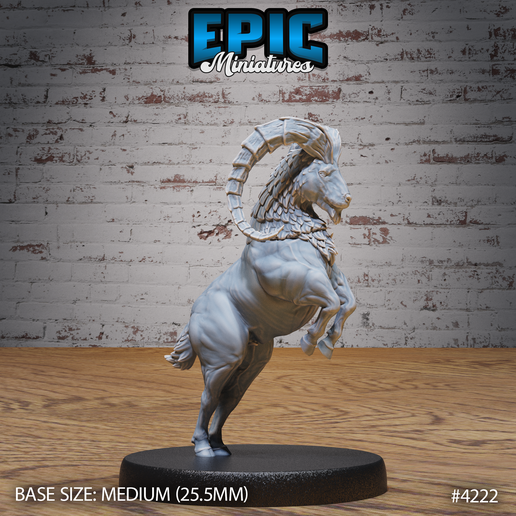 Goat Wild Attacking ‧ DnD Miniature ‧ Tabletop Miniatures ‧ Gaming Monster ‧ 3D Model ‧ RPG ‧ DnDminis ‧ STL FILE 3D model