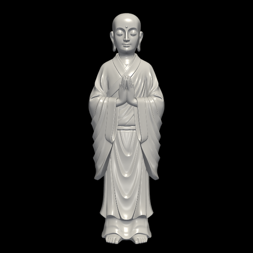 🙏 Praying Buddhist Monk Statue - Zen Art 3D Print・ STL File for