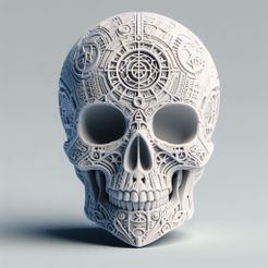 👽 unpainted cracked alien rune skull・ 3MF File for 3D
