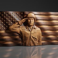 US-Wavy-Flag-Soldier-©.jpg 3D file USA Wavy Flag - Soldier - CNC Files For Wood, 3D STL Model・3D printer design to download