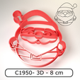 P3D_Cortante_C1950_Papa_noel_3D_-8cm.png Cookie cutter / Cortante de galletitas - Xmas cute Santa Clause / Papa Noel simpatico