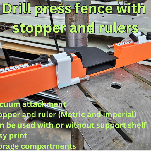 🛑 DRILL PRESS FENCE WITH STOP AND RULERS・ STL File for 3D printing・Cults