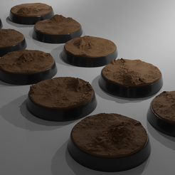 ovw-neu1.png STL file 10x 25mm + 32mm bases with rocky ground (+ toppers)・3D printable model to download