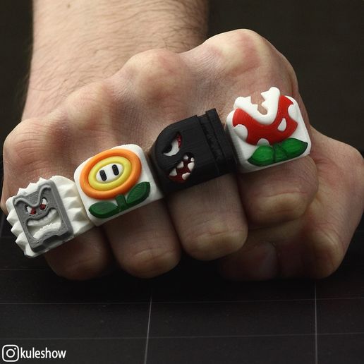 Mario Enemies Rings 🌼🗿👑👻🦑・ STL File for 3D printing・Cults