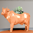 indian-cow-low-poly-standing-planter-1.png Indian cow low poly planter pot flower vase STL 3d print file