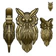 4.jpg Ornamental Owl Jewelry Relief – Pendant / Medallion – High Detail 3D Print