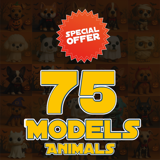 75 Halloween Mascots - STL with handmade magic 3D model
