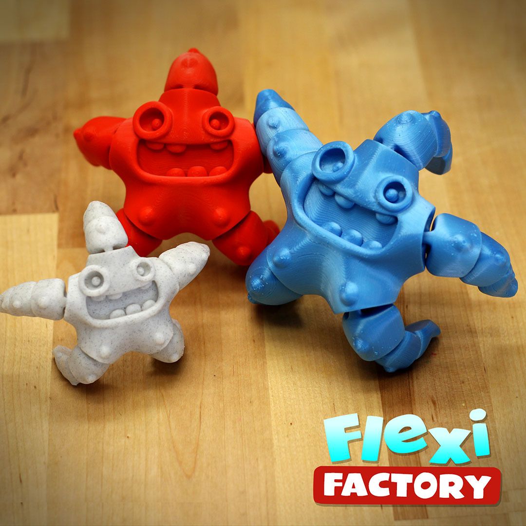 Flexi Starfish 04.jpg Download STL file Cute Flexi Print-in-Place Starfish • Object to 3D print, FlexiFactory