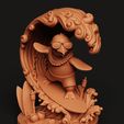 D20.26.jpg Surfing Penguin Statue | Tropical Bird Sculpture | Summer Wave Decor