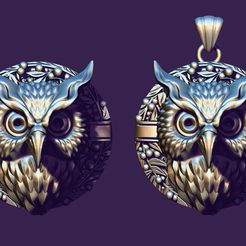 01.jpg Fichier STL Médaillon OWL à couler・Plan à imprimer en 3D à télécharger