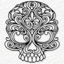 project_20230509_1112500-01.png Fichier STL Crâne celtique art mural crâne gothique décoration murale 2d art・Objet imprimable en 3D à télécharger