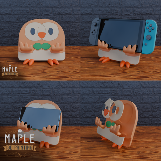🐉 Rowlet Phone/Switch Holder - Pokemon・Archivo 3D para Impresión 3D・Cults