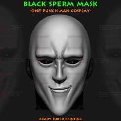 001.jpg STL file Black Sperm Mask - One Punch Man Cosplay・3D print design to download