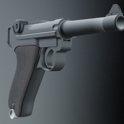 render0001.png Luger P08 Pistol (Rigged) 3D Model.