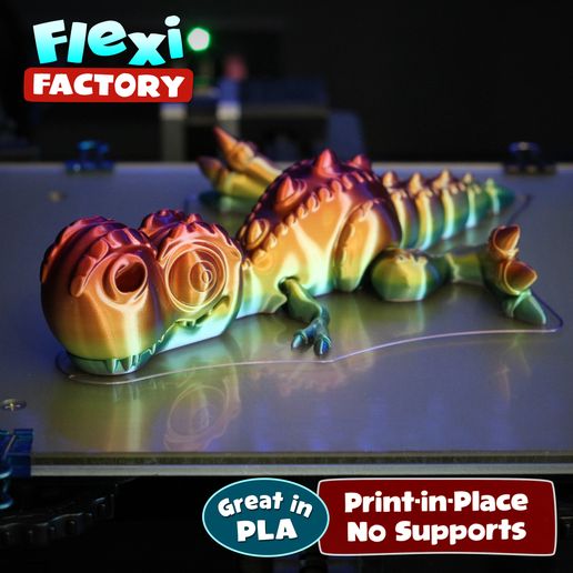 Flexi-Factory-Dan-Sopala-T-Rex-00.jpg STL file Cute Flexi Print-in-Place T-Rex Dinosaur・3D printer design to download, FlexiFactory