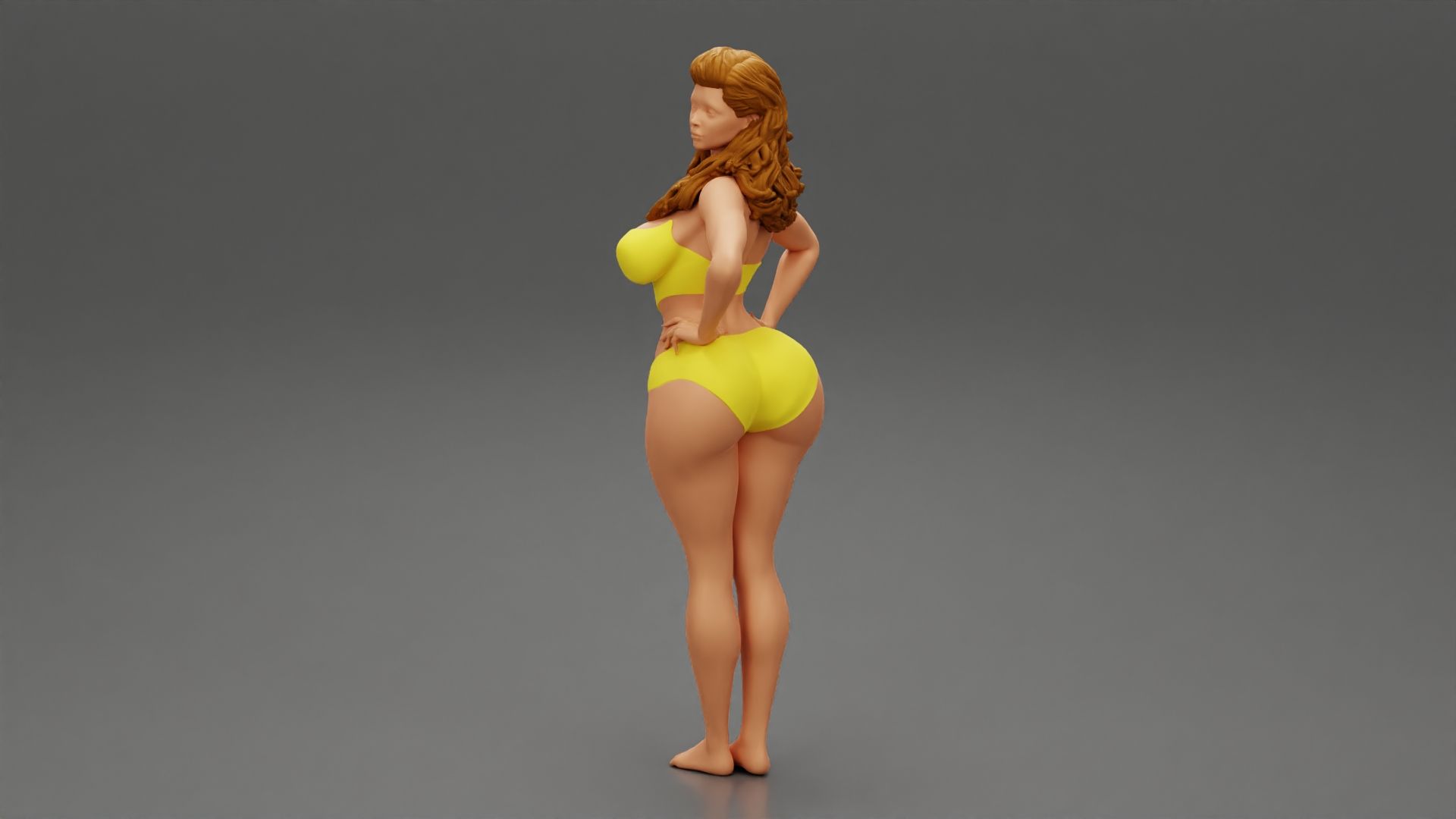 Girl-0006.jpg 3D file Beautiful Girl Stylish Bikini Posing Sandy Beach 3D Print Model・3D printer design to download, 3DGeshaft