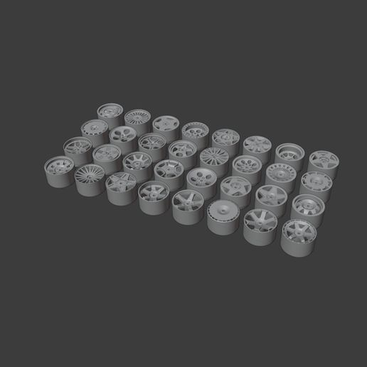 🛞 1:64 Scale Wheel Rims - Mega Bundle #1.0 - 32 Rims・ OBJ File for ・Cults